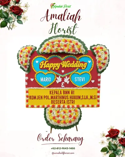 Karangan Papan Bunga Pernikahan di Padaleu